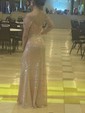 Sparkly Mermaid Off-the-shoulder Sequin Prom Dresses with Ruched