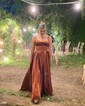 A-line Sweetheart Corset Satin Prom Dresses with Slit