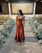 A-line Sweetheart Corset Satin Prom Dresses with Slit