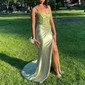 Mermaid Satin Corset Prom Dresses with Appliques