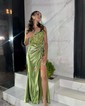 Mermaid Satin Corset Prom Dresses with Appliques