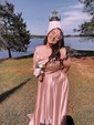 A-line Cowl Neck Satin Prom Dresses with Slit