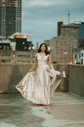 A-line Cowl Neck Satin Prom Dresses with Slit
