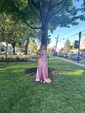 A-line Cowl Neck Satin Prom Dresses with Slit