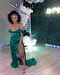 Fitted Off-the-shoulder Satin Prom Dresses with Ruched