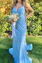 Mermaid V-neck Jersey Backless Prom Dresses
