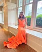 Mermaid V-neck Jersey Backless Prom Dresses