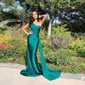 Mermaid Satin One Shoulder Satin Prom Dresses With Ruched