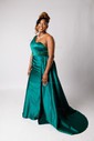 Mermaid Satin One Shoulder Satin Prom Dresses With Ruched