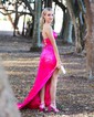 Sheath/Column Strapless Satin Prom Dresses With Ruched