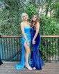 Sheath/Column Strapless Satin Prom Dresses With Ruched