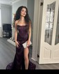 Sheath/Column Strapless Satin Corset Prom Dresses With Ruched
