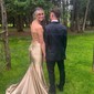 Mermaid V-neck Jersey Backless Prom Dresses With Ruched