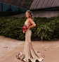 Mermaid V-neck Jersey Backless Prom Dresses With Ruched