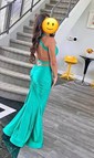 Mermaid V-neck Jersey Cut Out Prom Dresses With Ruched