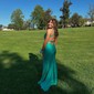 Mermaid V-neck Jersey Cut Out Prom Dresses With Ruched