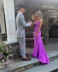 Mermaid V-neck Jersey Prom Dresses With Ruched