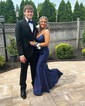 Mermaid V-neck Jersey Backless Prom Dresses With Ruched