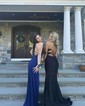 Mermaid V-neck Jersey Backless Prom Dresses With Ruched
