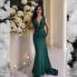 Mermaid V-neck Jersey Prom Dresses With Ruched