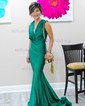Mermaid V-neck Jersey Prom Dresses With Ruched