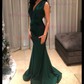 Mermaid V-neck Jersey Prom Dresses With Ruched