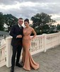 Mermaid V-neck Jersey Prom Dresses With Ruched