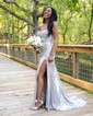 Sparkly Mermaid Strapless Metallic Prom Dresses With Beading