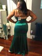 Sheath/Column V-neck Satin Prom Dresses With Ruched