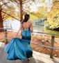 Sheath/Column Strapless Satin Prom Dresses With Ruched