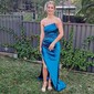 Sheath/Column Strapless Satin Prom Dresses With Ruched
