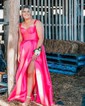 Ball Gown Sweetheart Satin Floor-length Prom Dresses With Pockets