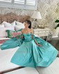 Ball Gown Off-the-shoulder Satin Sweep Train Bow Prom Dresses