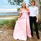Ball Gown Off-the-shoulder Satin Sweep Train Bow Prom Dresses