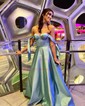 Ball Gown Off-the-shoulder Satin Sweep Train Bow Prom Dresses