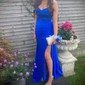 Sheath/Column V-neck Satin Prom Dresses With Beading