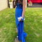 Sheath/Column V-neck Satin Prom Dresses With Beading