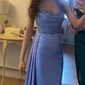 Sheath/Column V-neck Satin Prom Dresses With Beading
