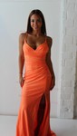 Sheath/Column V-neck Glitter Prom Dresses With Ruched