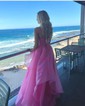 Princess Strapless Tulle Ruffle Prom Dresses