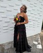 Ball Gown Strapless Chiffon Tiered Prom Dresses With Appliques