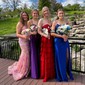 Ball Gown Strapless Chiffon Tiered Prom Dresses With Appliques