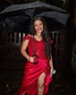 Sheath/Column Off-the-shoulder Satin Prom Dresses With Appliques