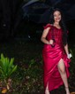 Sheath/Column Off-the-shoulder Satin Prom Dresses With Appliques