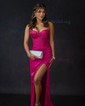Sheath/Column Strapless Satin Corset Prom Dresses With Beading