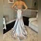 Mermaid V-neck Glitter Prom Dresses With Appliques