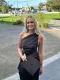 Elegant Black Satin Bodycon One Shoulder Ruffle Prom Dresses