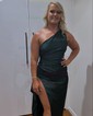 Elegant Black Satin Bodycon One Shoulder Ruffle Prom Dresses