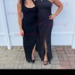 Elegant Black Jersey Bodycon Ruched Split Prom Dresses