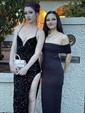 Elegant Black Jersey Bodycon Ruched Cut Out Prom Dresses
